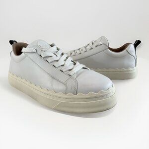 Chloe Lauren White Leather Lace-Up Low-top Sneaker Womens Sz EU 41 / US 10 ~ EUC